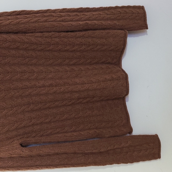Theory Cashemere Cable Knit Mock Neck Long Sleeve Sweater Brown Size S - Picture 6 of 8